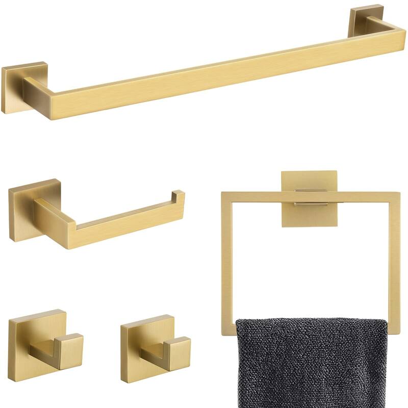Topcraft Wall Mounted Stainless Steel Bathroom Accessory Set of 5 - Brushed Gold