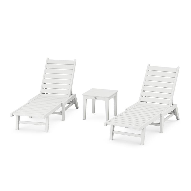 POLYWOOD 3-Piece Canyon Chaise Lounge Set - White