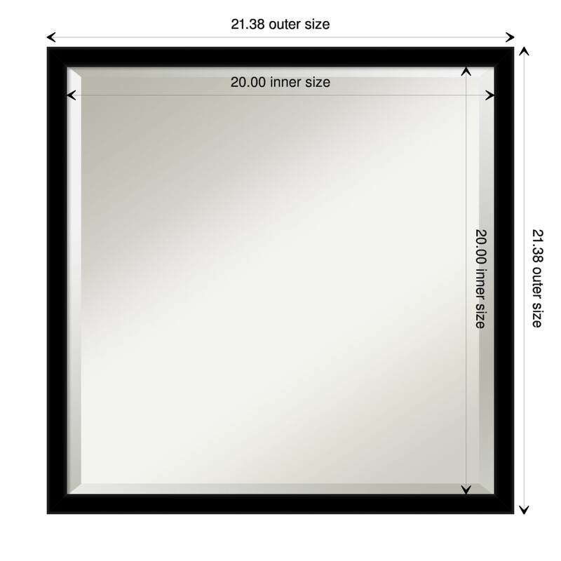 Beveled Wall Mirror - Jet Black Frame - 21.5 x 21.5-inch - Jet Black