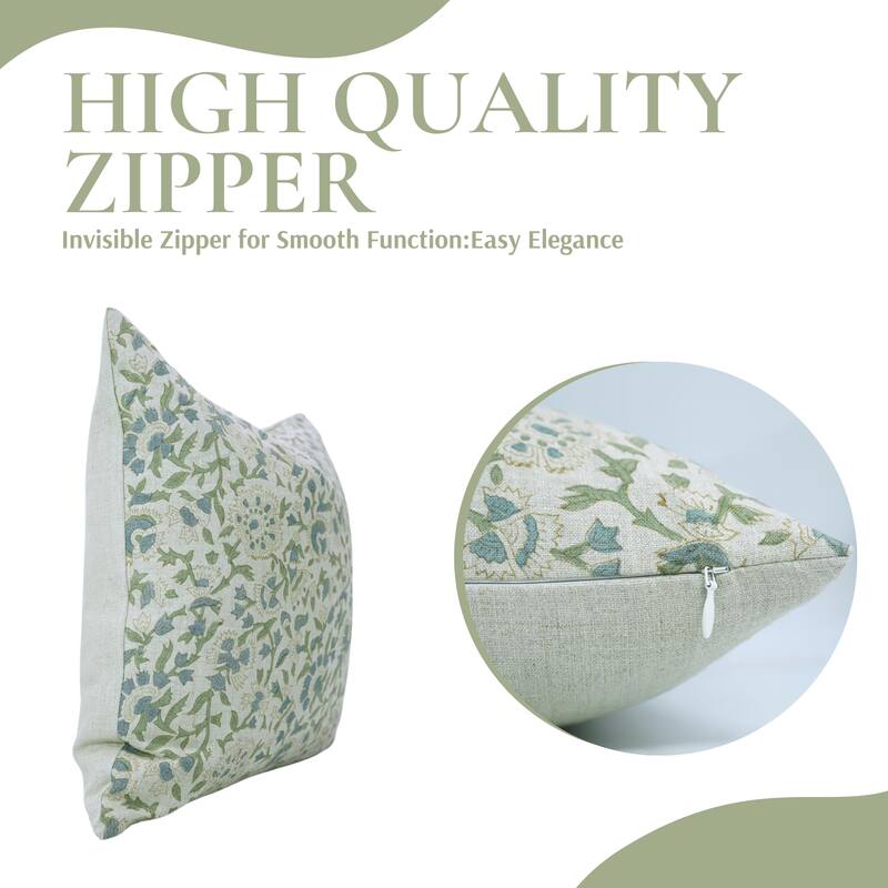 Fabdivine Floral Gift, Living Room Aqua Linen Pillow Cover, Pushplata