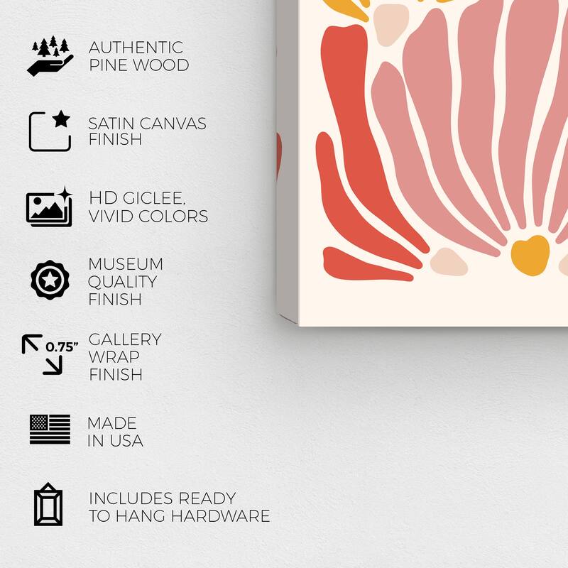 Wynwood Studio Canvas Floral and Botanical Flowers like Shells Pink and Ivory Modern & Contemporary Wall Art Canvas Print