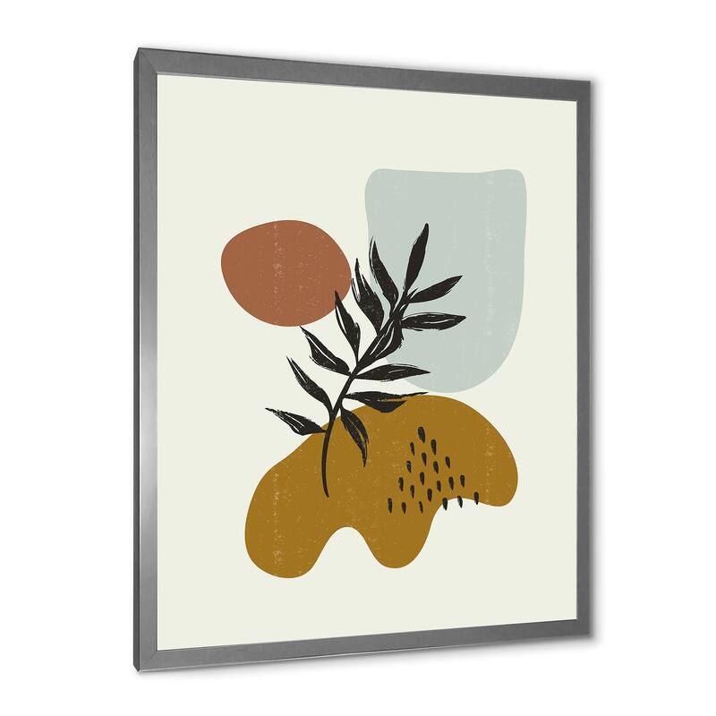 Designart "Botanical Minimalist Leaf With Abstract Shapes II" Modern