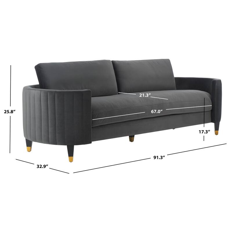 SAFAVIEH Home Winford Velvet Sofa - 91"W x 33"D x 26"H