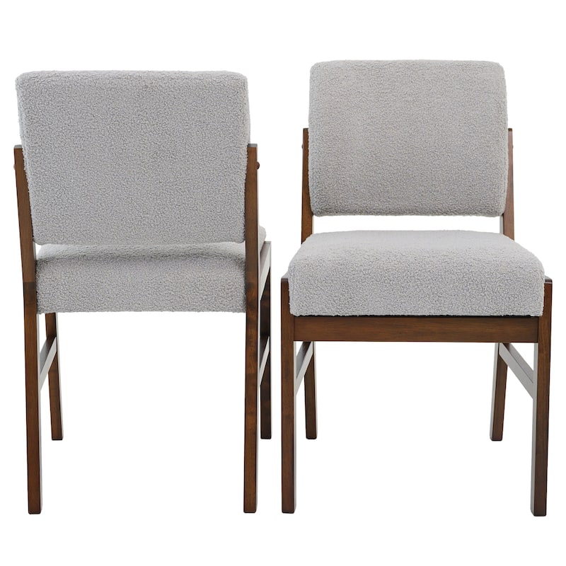 GDFStudio - Weston Modern Wood Upholstered Linen Dining Chair Set with Full-back Support, Set of 2 - 22"W