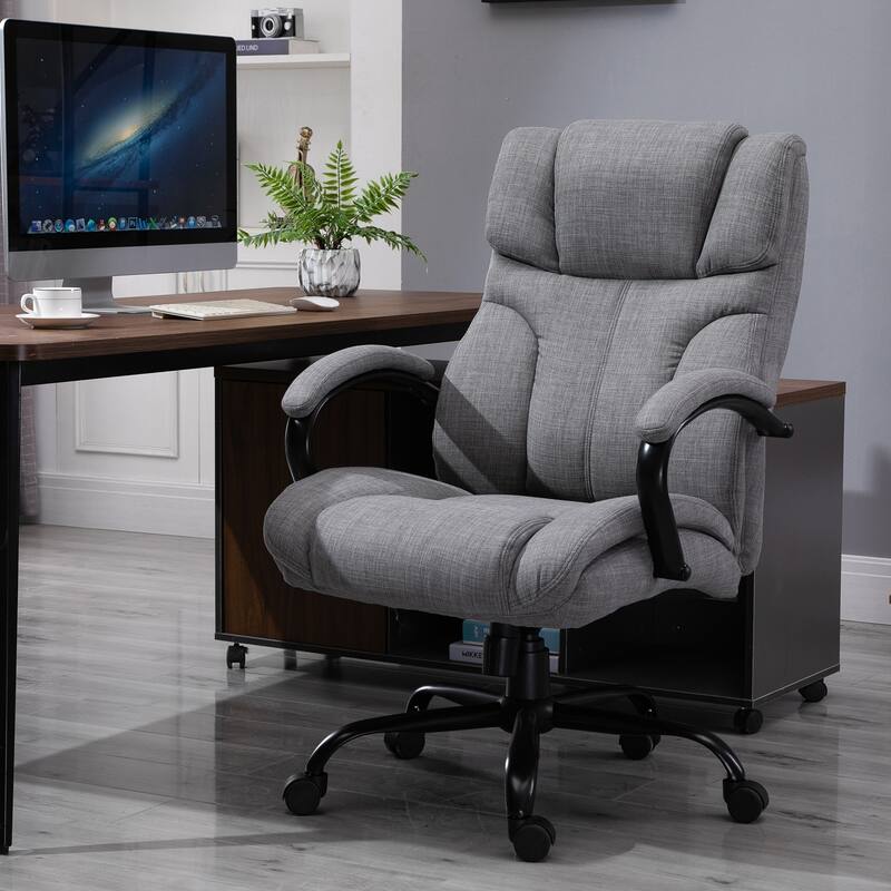 Vinsetto Swivel Ergonomic Big & Tall Office Computer Desk Chair with 5 Univeral Wheels & a Linen Finish