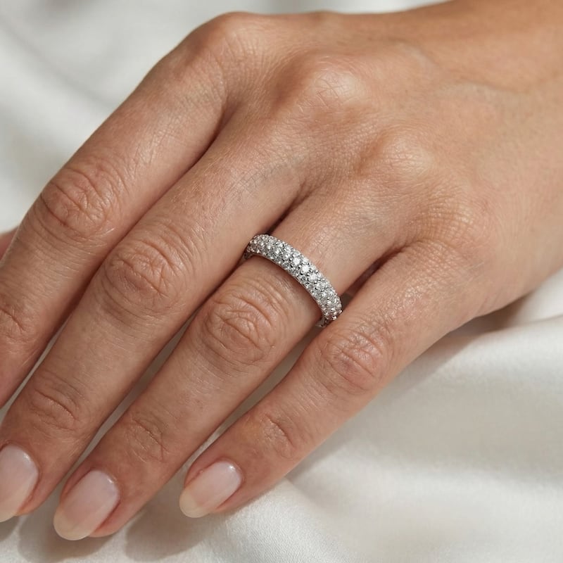 Bliss Diamond 1.10ct Pave Diamond Eternity Wedding Ring White Gold Lab Grown