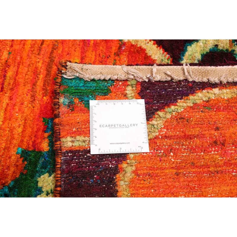 ECARPETGALLERY Hand-knotted Opulence Orange Silk, Wool Rug - 5'0 x 7'0