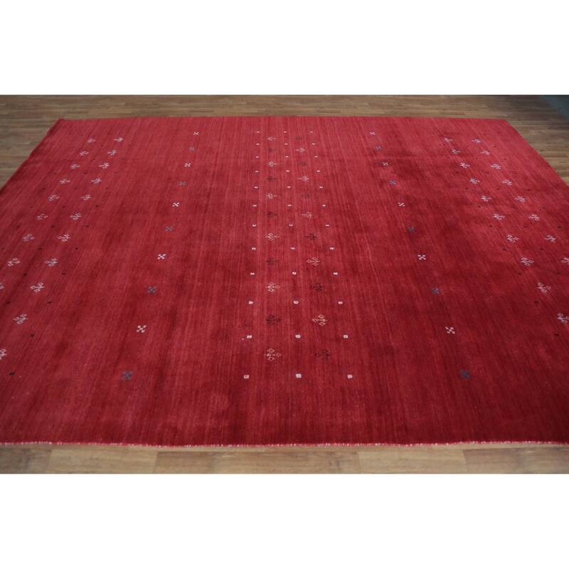 Hand Knotted Oriental 100% Wool Carpet Tribal Tribal Red Gabbeh Area Rug - 11' 3'' X 8' 3''