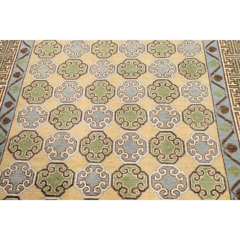Vegetable Dye Khotan Oriental Wool Area Rug Hand-knotted Office Carpet - 6'4" x 9'4"