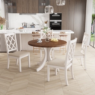 5-Piece Round Dining Table Set with Upholstered Chairs - Bed Bath ...