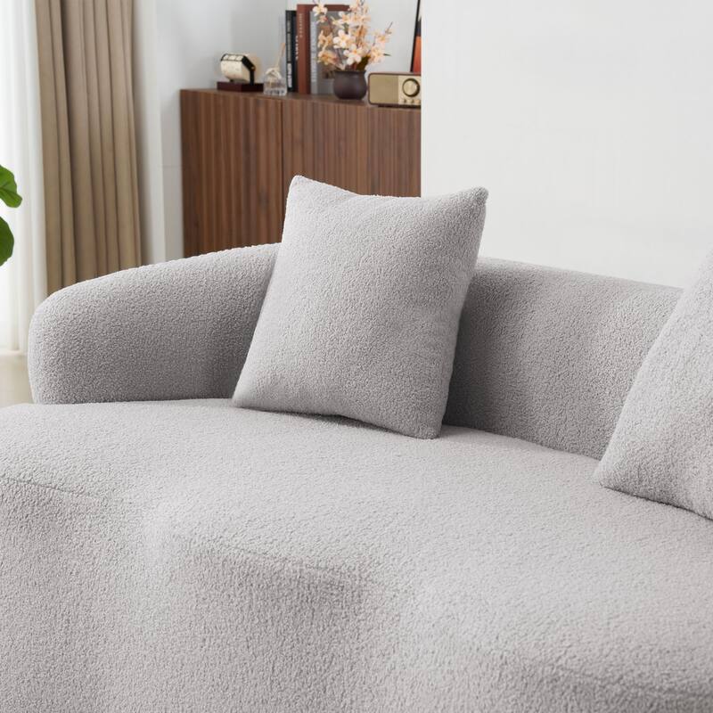 Grey Curved Loveseat Sofa with Round Armrest, No Assembly