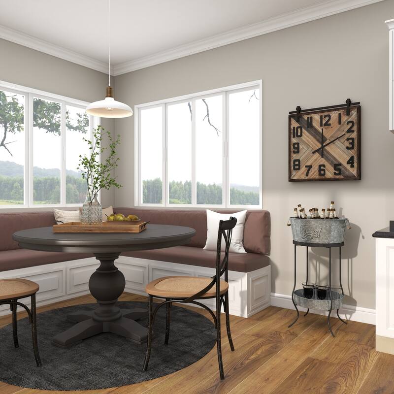 Gray Metal 6 Bottle Ice Bucket with Lower Shelf - 19 x 19 x 34Round