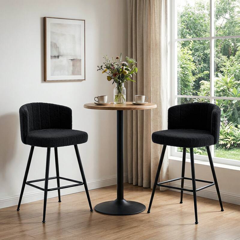 25.2" Upholstered Counter Height Barstools with Back, Modern Chairs Set for Kitchen Island
