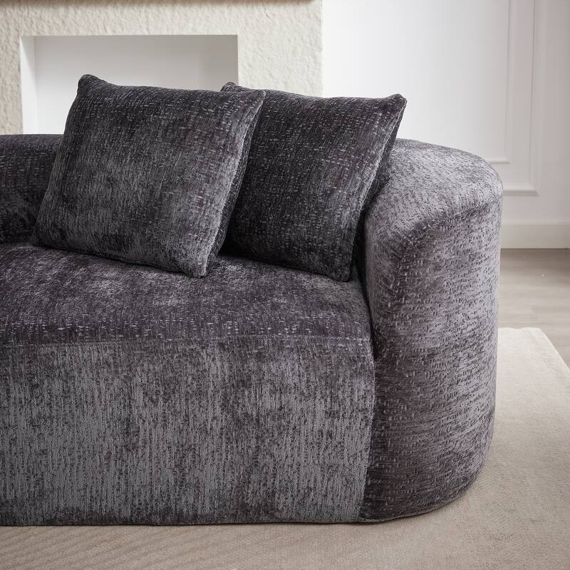 114" Chenille Cloud Sectional Sofa with Extra Deep Seating, and 4 Throw Pillows & No-Assembly Design