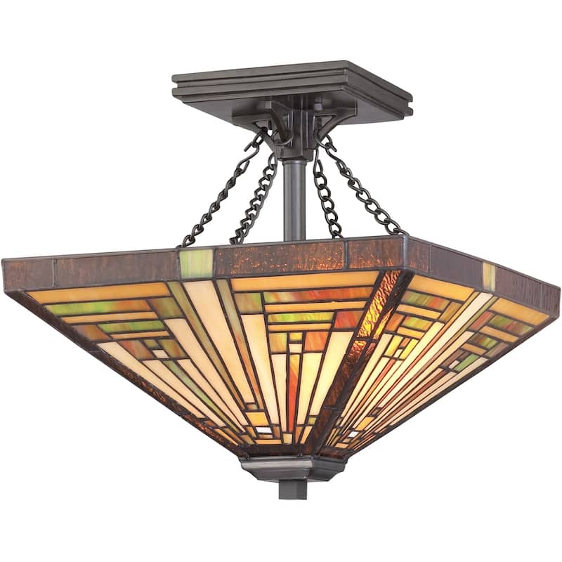 Roseto Warrick 2 Light 14" Wide Semi-Flush Ceiling Fixture with - Vintage Bronze