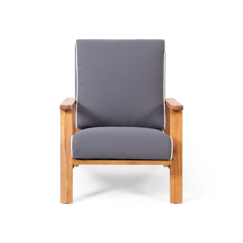 Paloma Acacia Wood Outdoor Club Chair with Cushion by Christopher Knight Home - Teak + Dark Gray