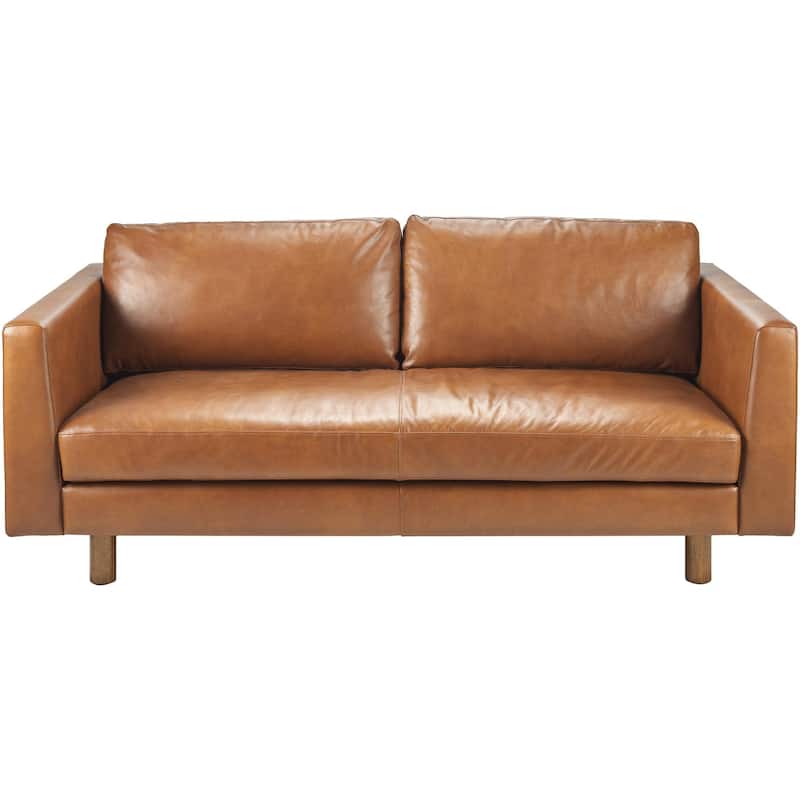 Carla Brown Leather Traditional Sofa