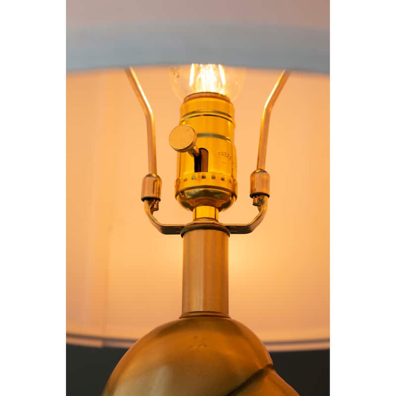 D16x27.5" Gold Geode Shaped Table Lamp with White Drum Shade