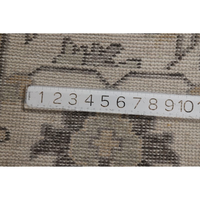 Green Ivory Oushak Indian Area Rug Hand-Knotted Wool Carpet - 8'1" x 10'1"