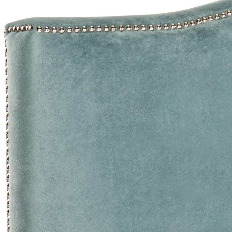 SAFAVIEH Ashlee Arctic Grey Upholstered Headboard - Silver Nailhead (King)