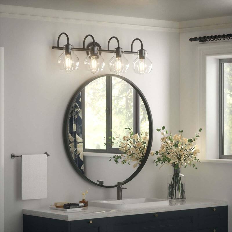 Modern 2/3/4 Bathroom Vanity Lights Clear Globe Glass Shade