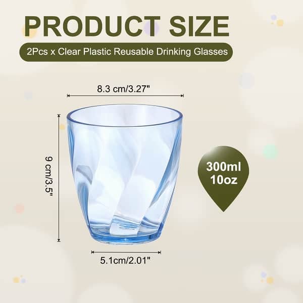 dimension image slide 11 of 18, Clear Reusable Drinking Glasses Diagonal Texture Plastic Cup