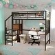 preview thumbnail 2 of 24, Full Size Metal Loft Bed with Desk and Metal Grid,Stylish Metal Frame Bed with Lateral Storage Ladder and Wardrobe