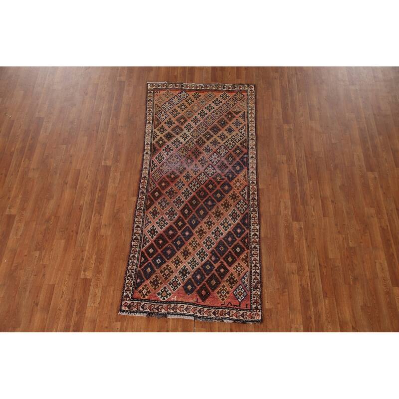 Qashqai Persian Antique Runner Rug Handmade Foyer Wool Carpet - 3'3"x 7'4"