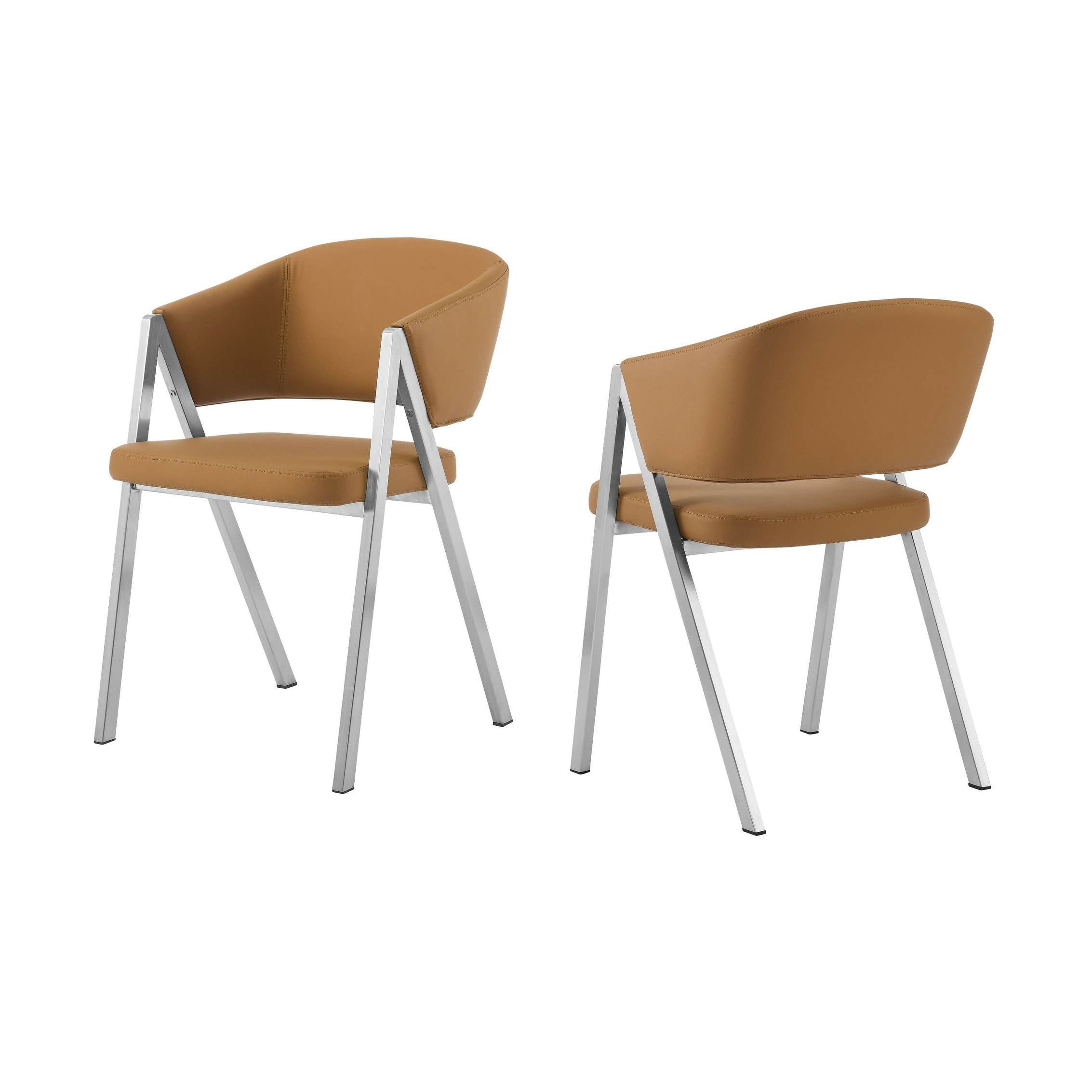 Modrest Marcus Modern Camel Vegan Leather Dining Chair (Set of 2)