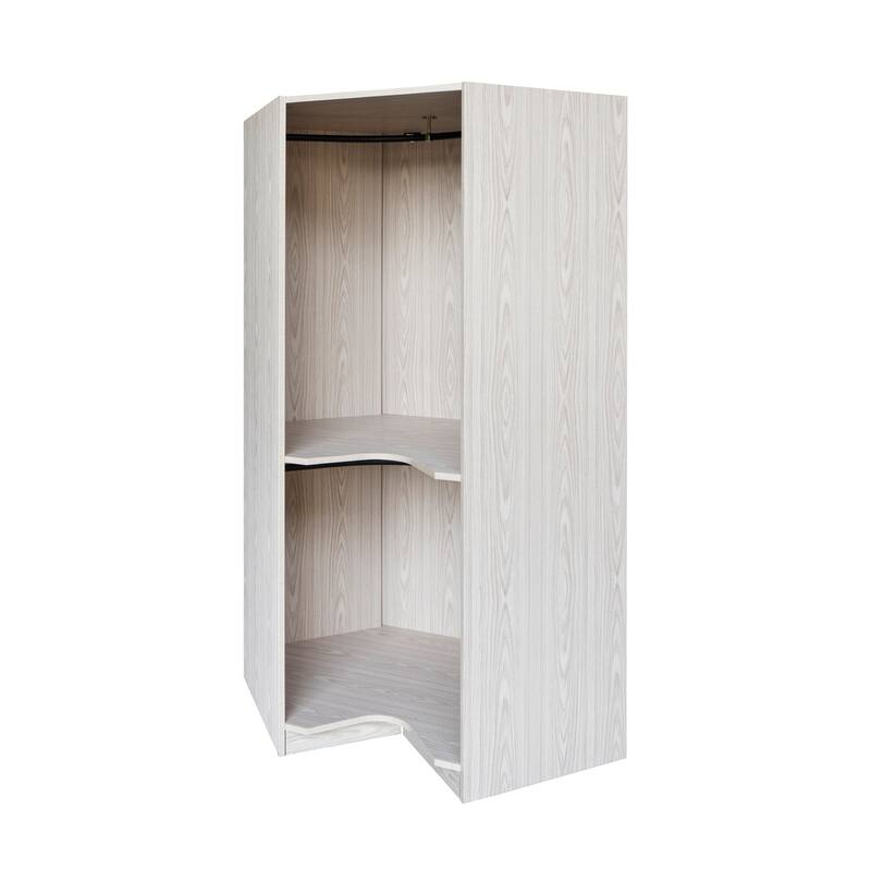 Polygonal Corner Wardrobe Armoire with Clothes Rail, Bedroom Wooden Wardrobe Storage Closets, Open Wardrobe for Bedroom