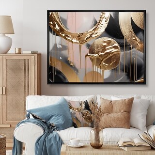 Designart "Gold And Pink Marbled Meditations I" Abstract Marble Framed ...