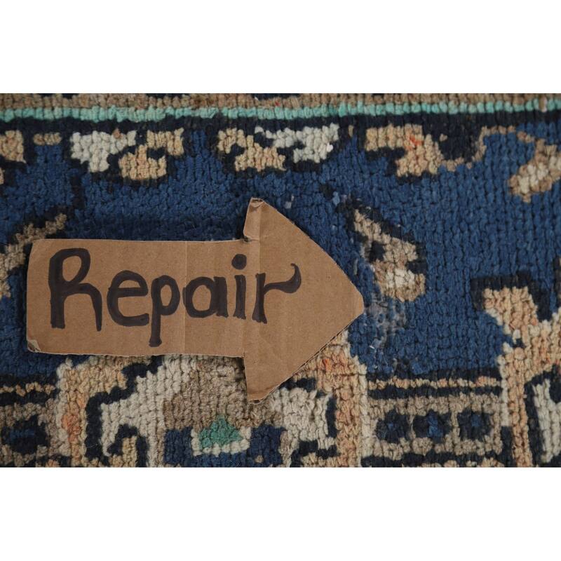 Hand Knotted Oriental 100% Wool Carpet Traditional Medallion Beige & Ivories Hamedan Area Rug - 9' 11'' X 6' 7''