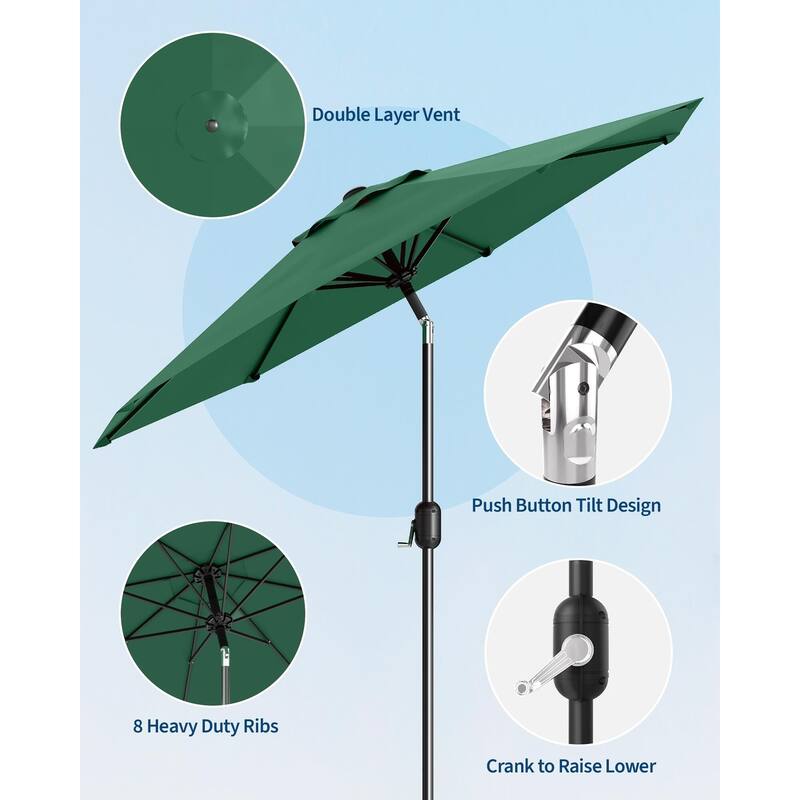 Coromose 9FT Outdoor Patio Umbrella, 8 Sturdy Ribs, for Garden, Poolside, Deck