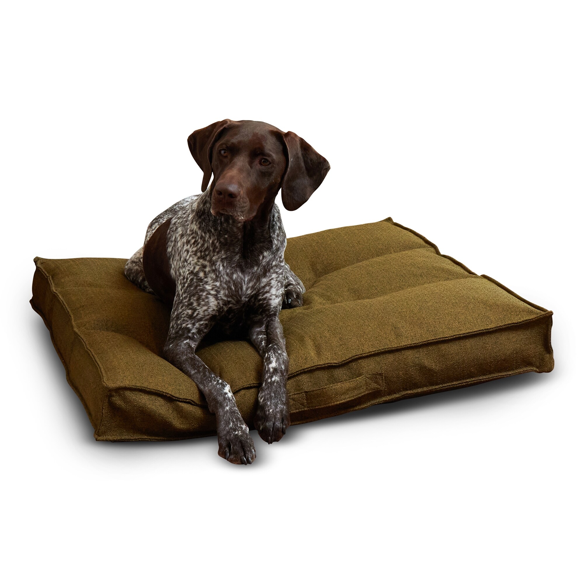 Milo Square Tufted Dog Bed Medium 32 Moss