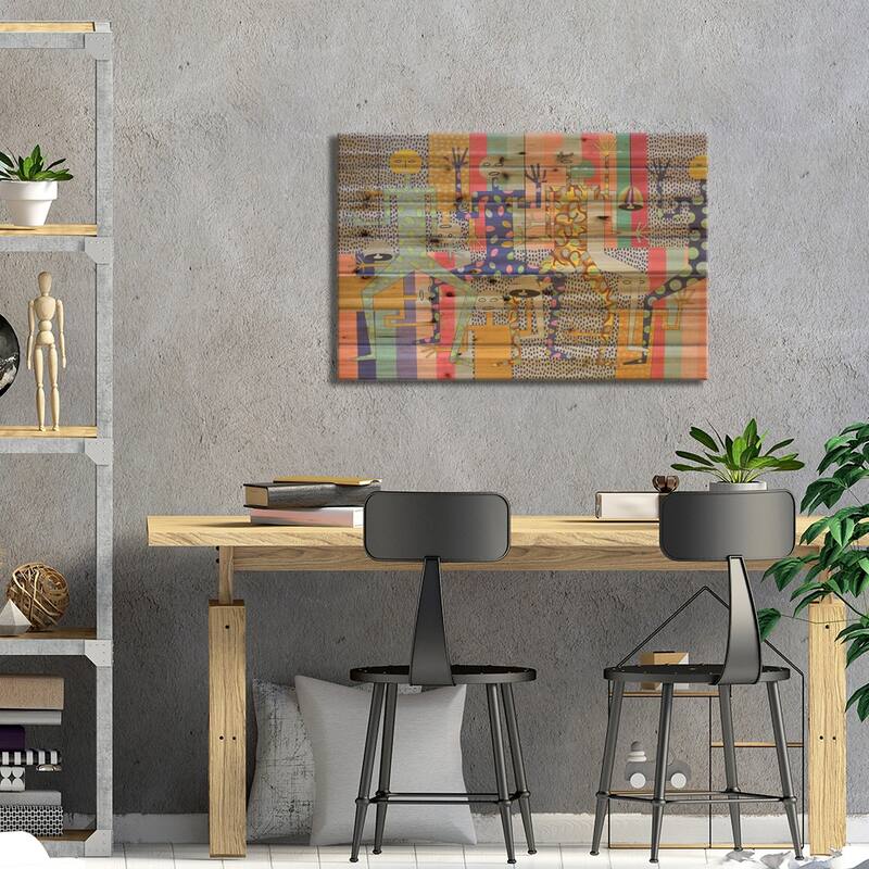 Funky Dancing Figures III Print On Wood by Frantisek Florian - Multi-Color