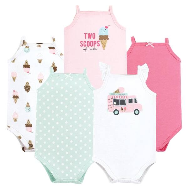 slide 1 of 1, Hudson Baby Infant Girl Cotton Sleeveless Bodysuits, Girl Ice Cream Truck 0-3 Months - Girl Ice Cream Truck