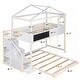 preview thumbnail 6 of 7, Twin Over Full House Bunk Bed with Storage Staircase and Blackboard, Wood Bunkbed Frame with Guardrail and Window for Kids Teens