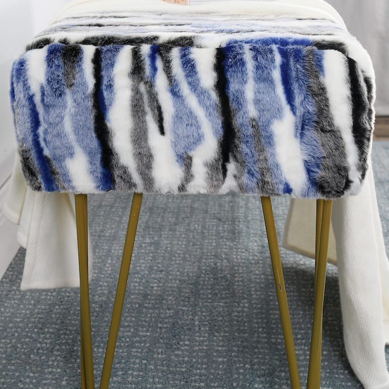 Home Soft Things Multi Jacquard Fauxfur Rectangle Ottoman