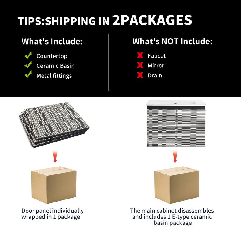 24'' Floating Wall-Mounted Bathroom Vanity With Ceramics Sink & Soft-Close Cabinet Door