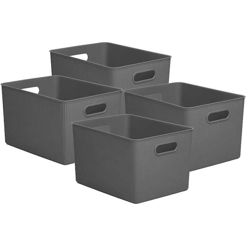 Superio Plastic Bin Set of 4 - 15"W x 9"H x 11.5"D - Gray
