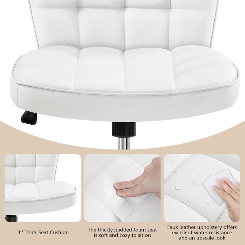 Yaheetech Modern Faux Leather Armless Desk Chair Task Chair with Chrome-finish Metal Base - N/A