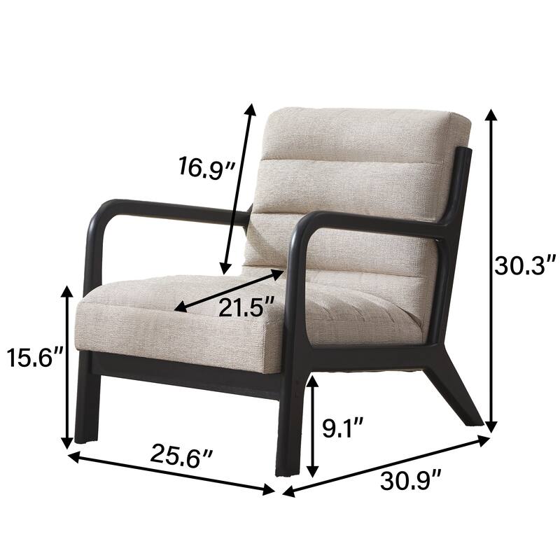 Accent Chair,Upholstered Reading Armchair with Solid Wood Frame