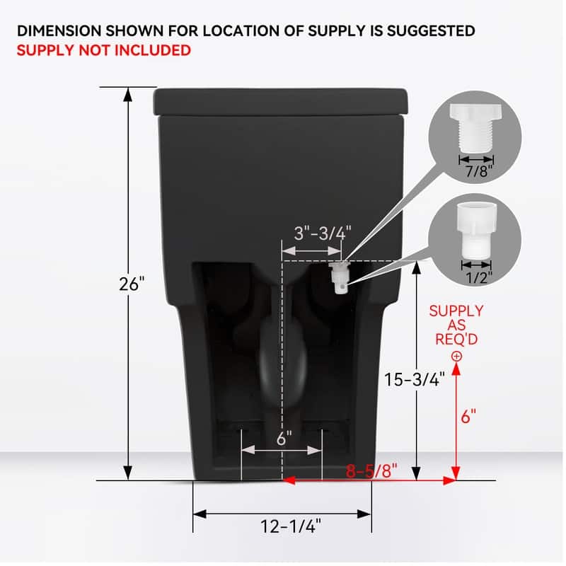 HOROW 1 Piece Dual Flush Elongated Toilet Matte Black 0.8 1.28 GPF Soft Close Seat Included - N/A