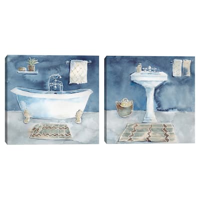 Watercolor Bath by Marietta Cohen S/2 by Marietta Cohen Canvas Art Prints