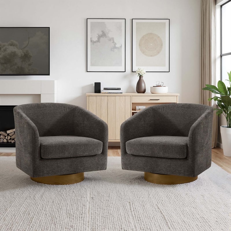 Modern Wide Round Swivel Accent Barrel Chair For Living Room