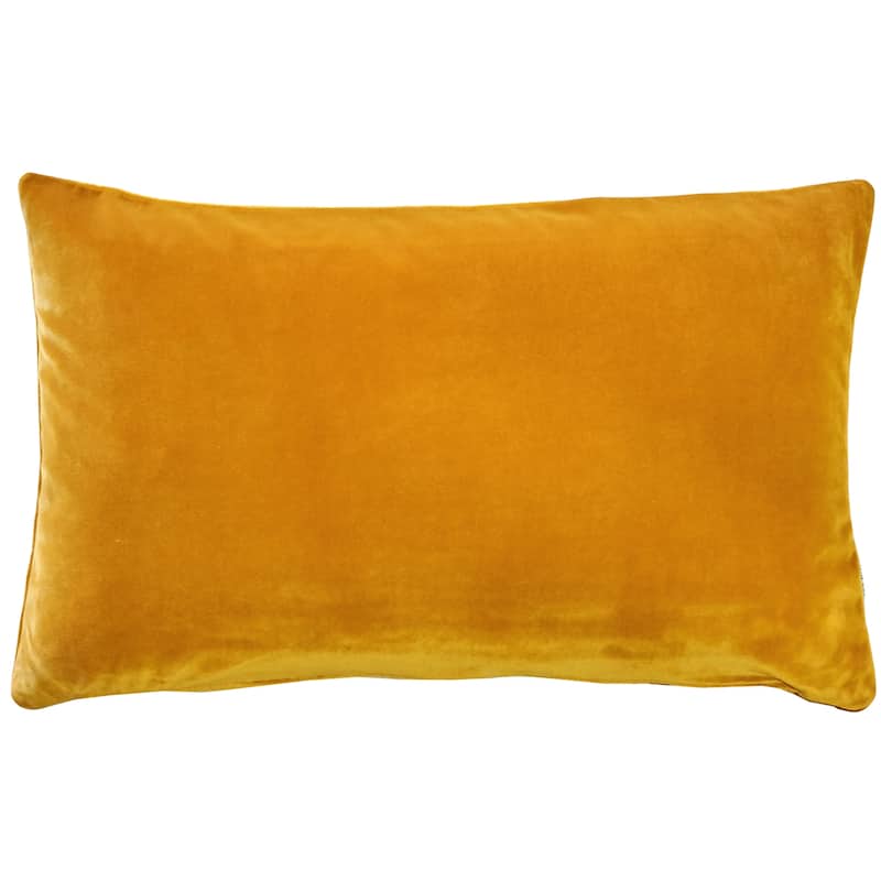 Pillow Decor Castello Soft Velvet Throw Pillows (3 Sizes, 18 Colors) - 12" x 19" - Cover Only - Deep Yellow