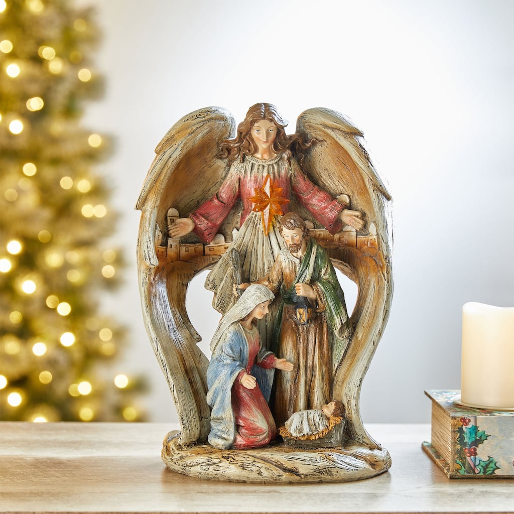 Glitzhome Resin Angel Christmas Nativity