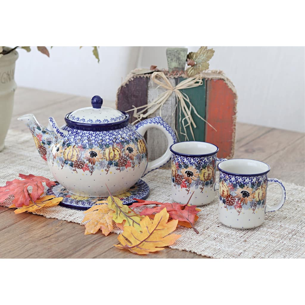 Blue Rose Polish Pottery 444 Ceramika Artystyczna Large Teapot