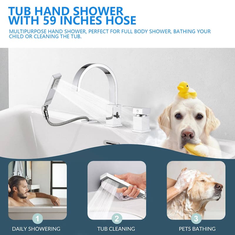 Single Handle Deck Roman Tub Faucets/Filler with Handheld Shower