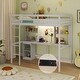 preview thumbnail 3 of 4, Twin Loft Bed with Study Desk LED Light and Storage Cabinet for Kids